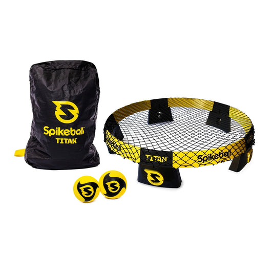 Spikeball Titan set with net, bags, and balls on a white background